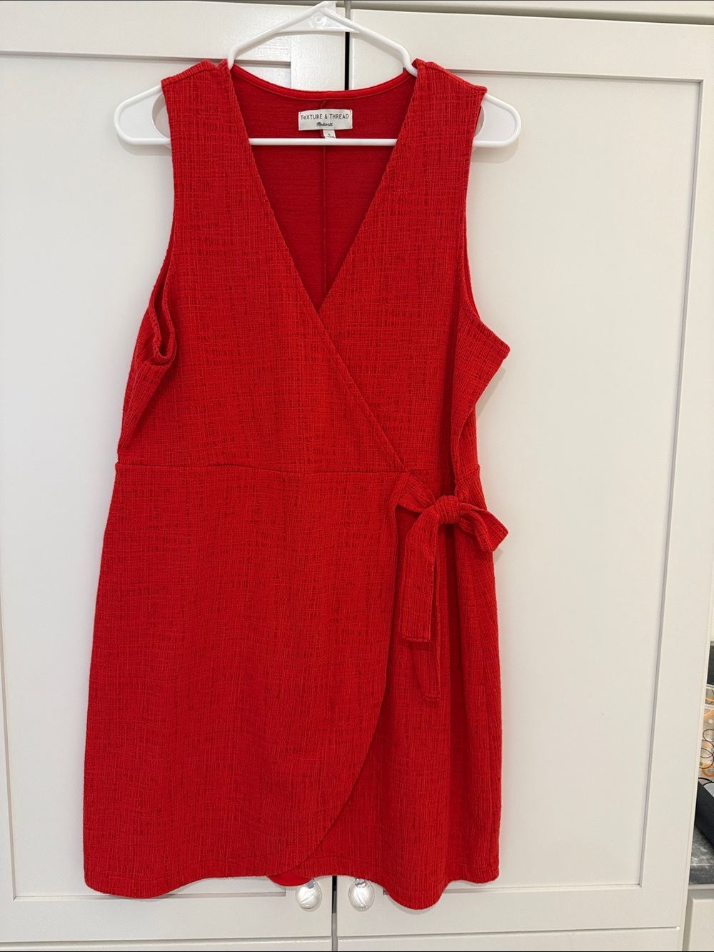 Madewell Red Sleeveless Wrap Mini Dress